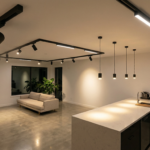 Magnet LED aydınlatma kullanılarak tasarlanmış modern tavan dekorasyonu ve aydınlatma çözümü.